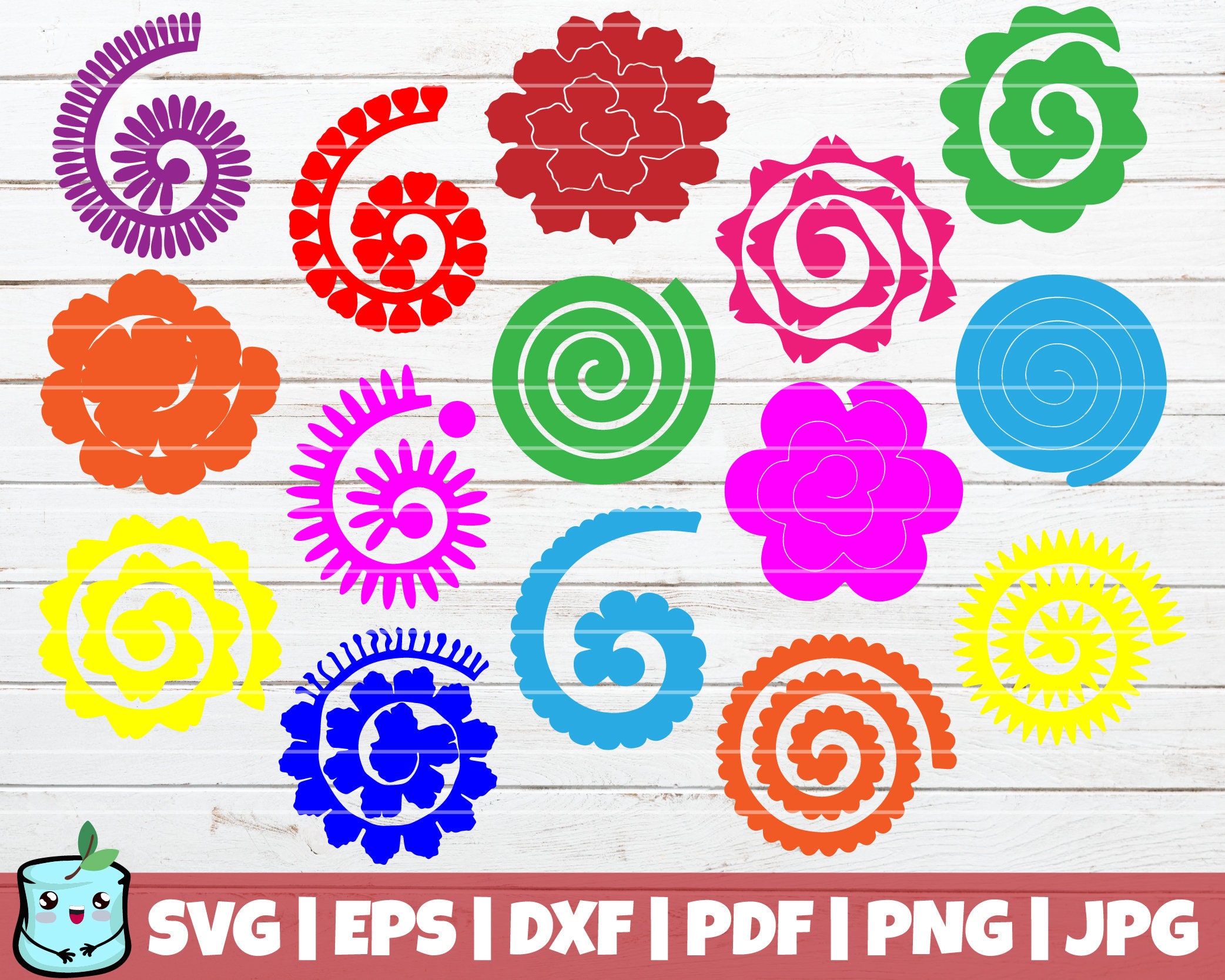 Download 15 Rolled Paper Flowers SVG Cut Files instant download | Etsy