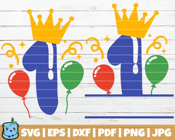 Balloons Birthday Number One SVG Cut File Split Monogram SVG | Etsy