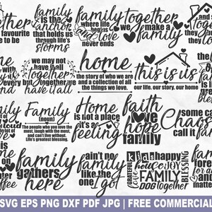 Bundle SVG famille, famille maison amis SVG coupe fichier pour Silhouette Cricut, ferme amour PNG imprimable pour chemises tasses artisanat