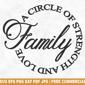 Familie ein Kreis der Stärke und Liebe SVG Schnittdatei, Familie Freunde SVG für Cricut Silhouette, Liebe druckbare PNG für Shirts Tassen Handwerk