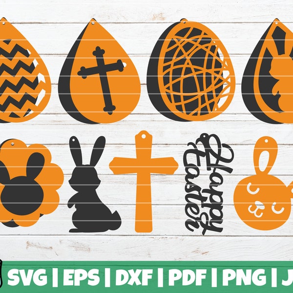 Easter SVG Cut File Earrings | commercial use | instant download | Leather Earring Templates SVG Bundle | Vector SVG | laser cut template