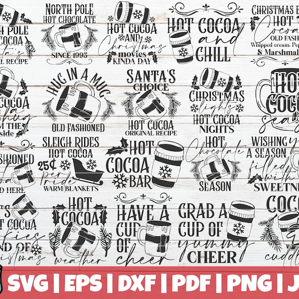 Christmas Hot Chocolate SVG Bundle | SVG Cut Files | instant download | vector clip art | Christmas SVG | Christmas Hot Chocolate