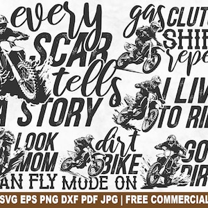 Pakiet Motocross SVG, plik do cięcia Motocross Motorcycle Enduro SVG dla Cricut Silhouette, wydrukowany plik PNG Dirt Bike na koszulki, kubki, rzemiosło