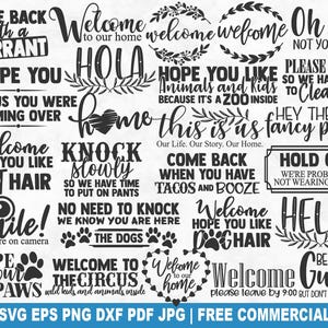 Fußmatte SVG Bundle, Familie Haus Fußmatte SVG Schnittdatei für Cricut Silhouette, lustige Willkommen Matte druckbare PNG für Hemden Tassen Kunsthandwerk