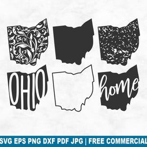 Ohio State SVG Cut File, Ohio Outline Distressed Home SVG for Cricut Silhouette, American Printable PNG for Shirts Mugs Crafts