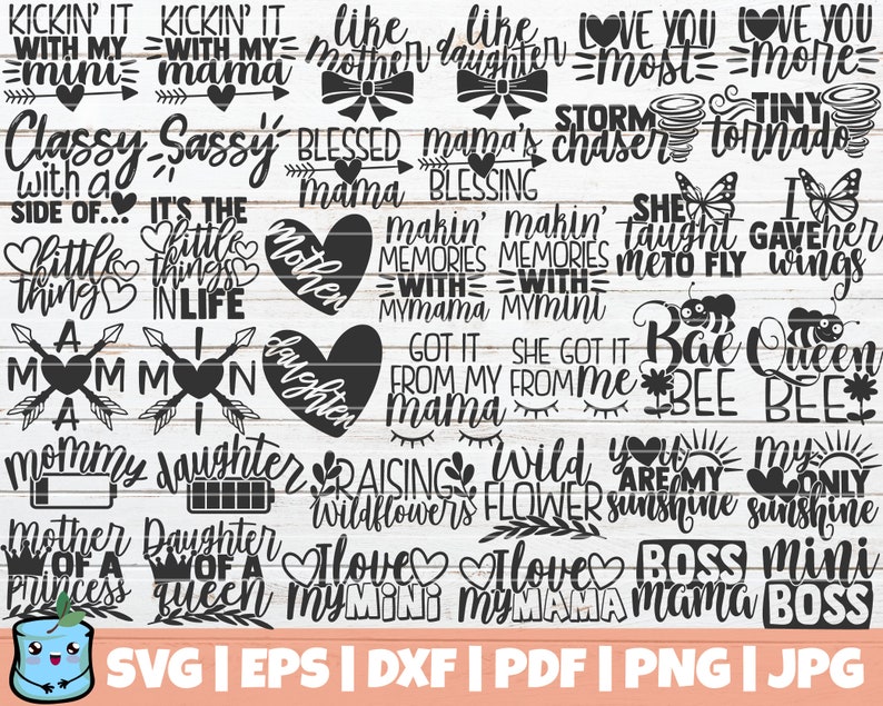 Download Mother Daughter Matching Designs SVG Bundle Mom And Baby ...