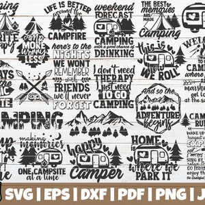 Camping SVG Bundle | Camp Life SVG Cut Files | commercial use | instant download | Summertime Adventure SVG Bundle | printable vector prints