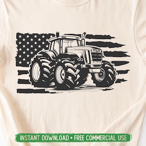 American Tractor PNG SVG Cut File, Farmhouse Country Farmer Svg for Cricut Silhouette, Usa Tractor Printable Png for Shirts Mugs Crafts
