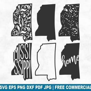 Mississippi State SVG Cut File, Mississippi Outline Distressed Home SVG for Cricut Silhouette, American Printable PNG for Shirts Mugs Crafts