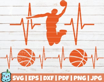 Basketball Heartbeat SVG Cut File | commercial use | instant download | SVG bundle | printable vector clip art | Basketball EKG cut file