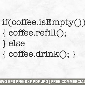 Als koffie leeg is gesneden SVG-bestand, computerprogrammeur SVG voor Cricut Silhouette, grappige geek codering afdrukbare png-bestand voor shirts mokken ambachten