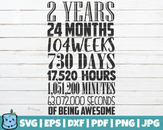 2 years months weeks days hours minutes seconds of being etsy