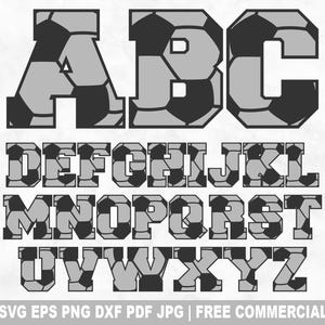 Soccer Alphabet Letters SVG Cut File, Custom Soccer Font SVG for Cricut Silhouette, Sport Printable PNG for Shirts Mugs Crafts Vinyl