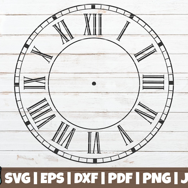 Clock Face SVG Cut File | commercial use | instant download | printable vector clip art | Clock face template | Roman Numbers Clock stencil