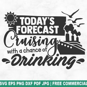 Arquivo de corte SVG da previsão do tempo para hoje, férias de cruzeiro à vela SVG para Cricut Silhouette, viagem de barco de verão PNG para impressão para camisetas, canecas e artesanato