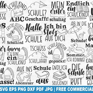 German School Plotter File PNG SVG Bundle, School Svg Cut File for Cricut Silhouette, Start End School Printable Png for Shirts Mugs Crafts