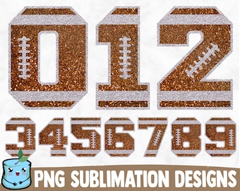 Números de fútbol con purpurina para sublimación / 26 números de fútbol / Fondo transparente / Sublimación PNG