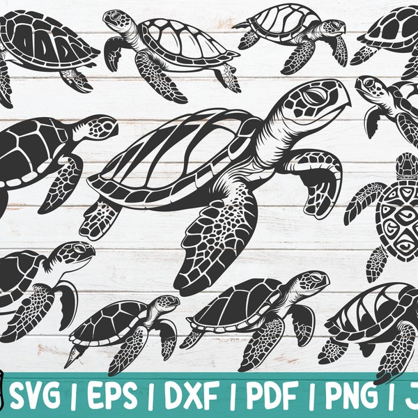 Sea Turtles SVG Bundle | Ocean Life SVG Cut Files | instant download | commercial use | Sea Turtles Silhouettes