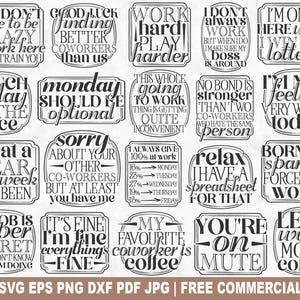 Bundle SVG drôle de bureau, collègue de bureau drôle de bureau fichier coupe SVG pour Cricut Silhouette, travail humour PNG imprimable pour chemises, tasses, travaux manuels