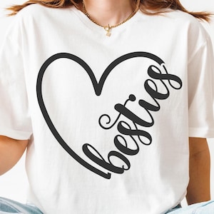Besties Heart PNG SVG Cut File, Best Friends Bff Svg for Cricut Silhouette, Family Friendship Printable Png for Shirts Mugs Crafts