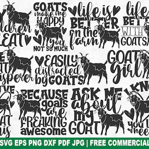 Bundle SVG chèvres, chèvre drôle ferme animaux fichier SVG coupe pour Silhouette Cricut, ferme de campagne PNG imprimable pour chemises tasses artisanat