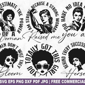 Strong Women SVG Bundle, Sassy Strong Independent Woman SVG Cut File for Cricut Silhouette, Printable PNG for Shirts Mugs Crafts