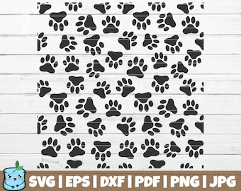 Paw Seamless Pattern SVG Cut Files / Dog Paw Background / vector clip art / transparent background / printable / Paw Overlay SVG