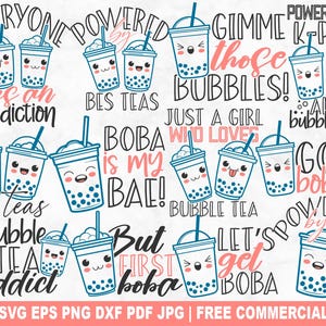 Pacote SVG de chá de bolhas, arquivo de corte SVG de chá de bolhas de verão para Cricut Silhouette, chá boba engraçado para impressão em PNG para camisetas, canecas e artesanato