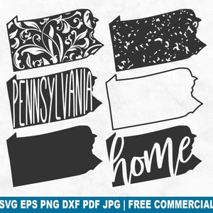 Pennsylvania State SVG Cut File, Pennsylvania Outline Distressed Home SVG for Cricut Silhouette, Printable PNG for Shirts Mugs Crafts