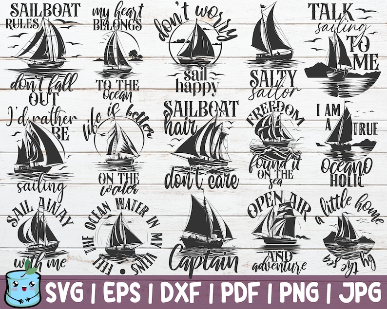 Sailing SVG Bundle Sailor SVG Cut Files commercial use instant download printable vector Traveling Cruising SVG Boating image 1