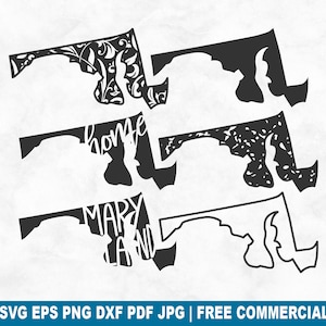 Maryland State SVG Cut File, Maryland Outline Distressed Home SVG for Cricut Silhouette, American Printable PNG for Shirts Mugs Crafts