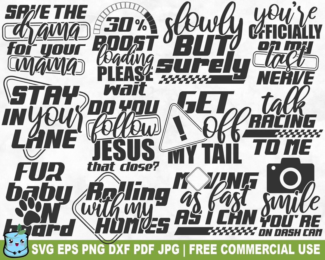 Funny Car Stickers SVG Bundle | Car Rear View SVG Cut File | Instant ...