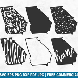 Georgia State SVG Cut File, Georgia Outline Distressed Home SVG for Cricut Silhouette, American Printable PNG for Shirts Mugs Crafts