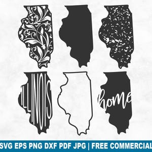 Illinois State gesneden SVG-bestand, Illinois Outline Distressed Home SVG voor Cricut Silhouette, Amerikaans afdrukbare png-bestand voor shirts mokken ambachten