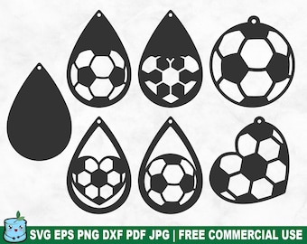 Soccer Earrings SVG Cut File Templates, Soccer Pendant DIY Jewellery Designs for Cricut Silhouette, Laser Cut for Wood Vinyl Leather