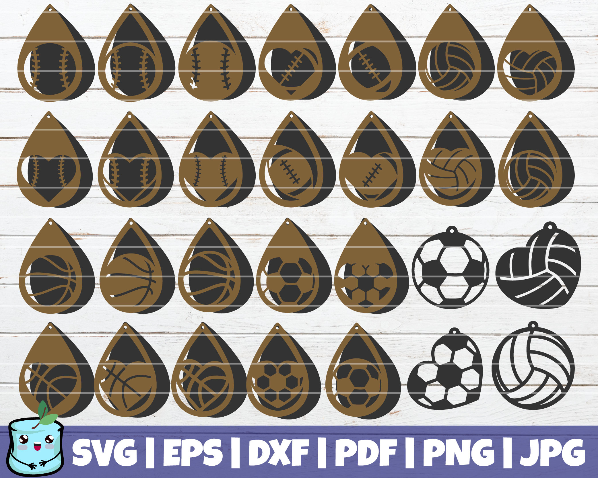 Download Sport Earrings SVG Bundle commercial use instant download | Etsy