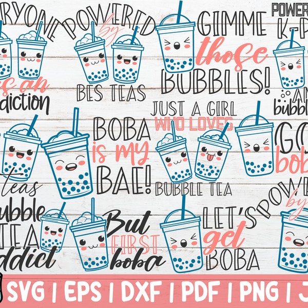 Bubble Tea SVG Bundle | Boba Tea SVG Cut File | instant download | commercial use | Bubble Tea Humour | Summer Drink