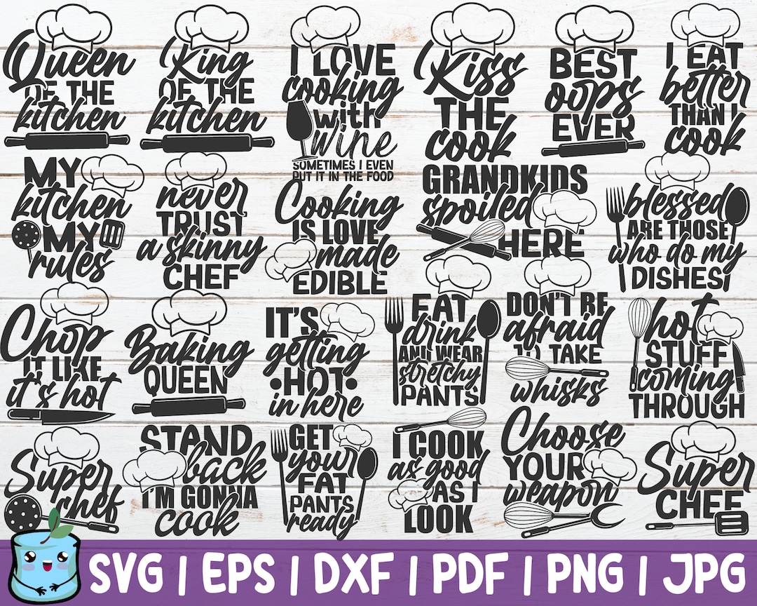 Funny Kitchen Apron Designs SVG Bundle Cooking SVG Cut File Instant ...