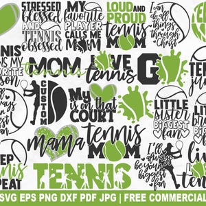 Tennis SVG Bundle, Tennisspieler Mutter Unterstützer SVG Schnittdatei für Cricut Silhouette, Cheerleader druckbare PNG für Shirts Tassen Handwerk