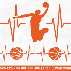 Basketbal Heartbeat SVG-bestand knippen, basketbalspeler moeder supporter SVG voor Cricut Silhouette, Sport Ekg afdrukbare PNG voor shirts mokken ambachten