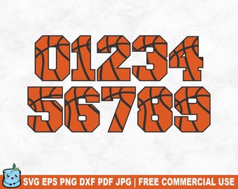 Basketball Numbers SVG Cut File, Custom Basketball Numbers SVG for Cricut Silhouette, Sport Printable PNG for Shirts Mugs Crafts Vinyl