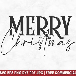 Merry Christmas SVG Cut File, Vintage Farmhouse Christmas SVG for Cricut Silhouette, Retro Printable PNG for Shirts Mugs Crafts