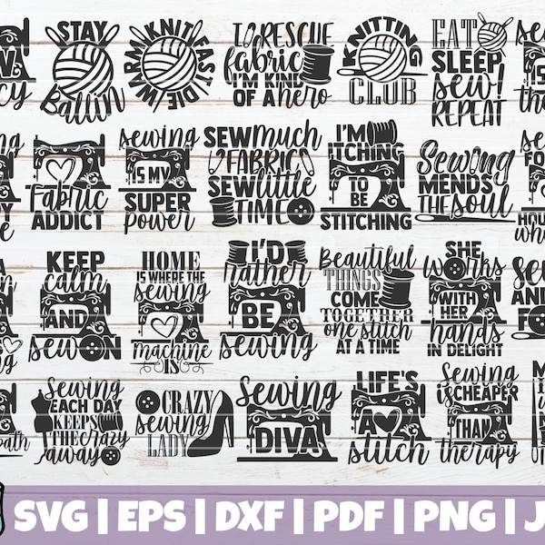 Sewing SVG Bundle | Knitting SVG Cut Files | instant download | commercial use | Crafty Girl SVG | Love Sewing Shirt Print