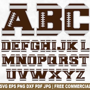 Football Alphabet Letters SVG Cut File, Custom Football Font SVG for Cricut Silhouette, Sport Printable PNG for Shirts Mugs Crafts Vinyl