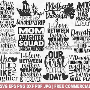 Paquete SVG de madre e hija, archivo de corte SVG de regalo del Día de la Madre para Cricut Silhouette, PNG imprimible de mamá y bebé para camisetas, tazas y manualidades.