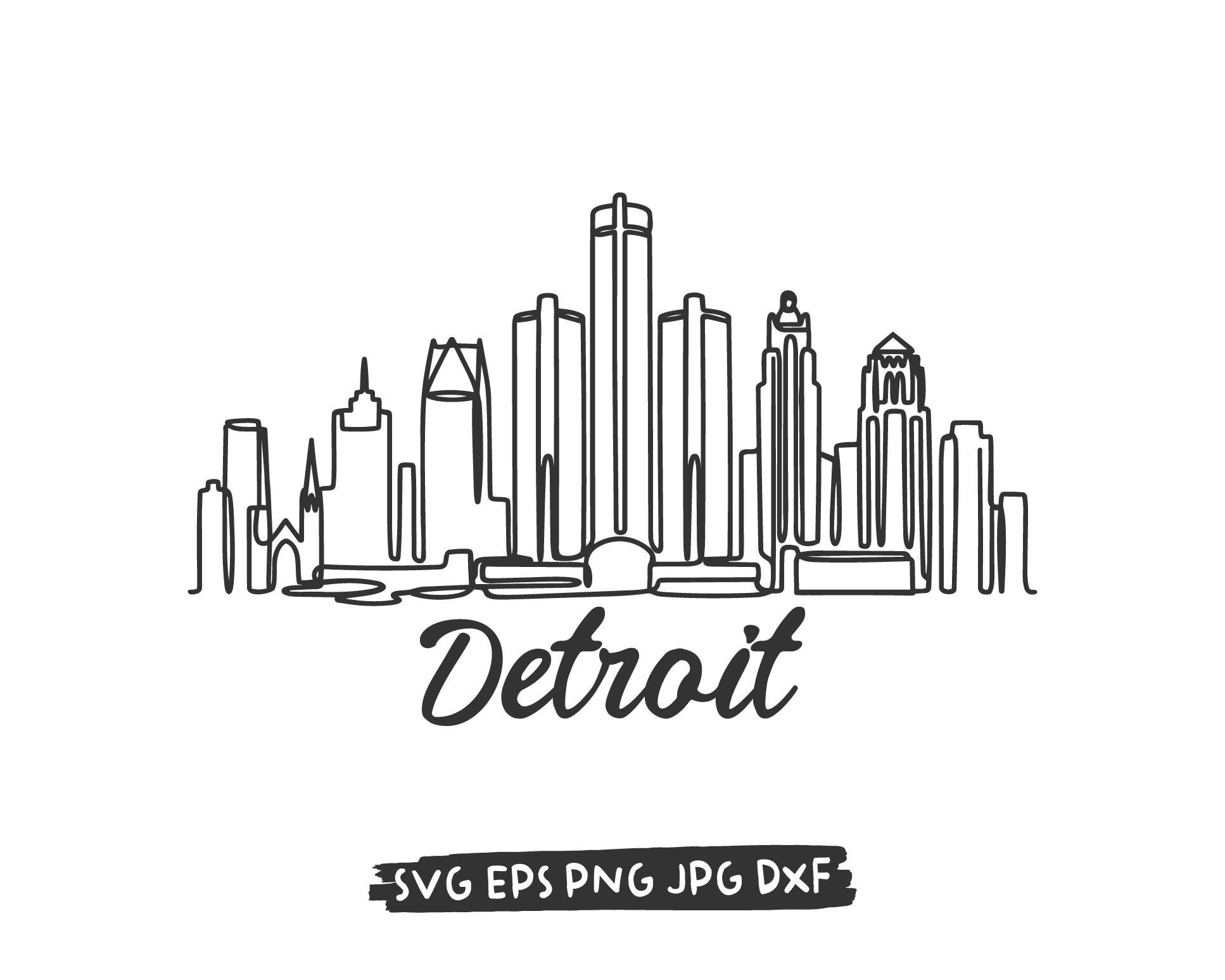 Detroit Michigan PNG SVG Cut File, the D Minimalist Line Art Vector ...