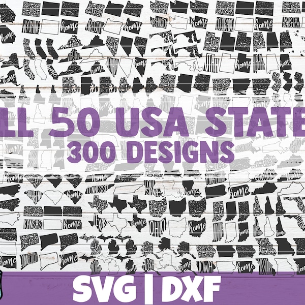 USA States SVG Bundle | SVG Cut Files | All 50 American States | commercial use | instant download | printable vector clip art | svg bundle