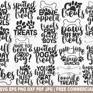 Bundle de pot de friandises chat chien, drôle de chat chien friandises pot SVG pour Silhouette Cricut, boîte de friandises pour animaux de compagnie PNG imprimable pour chemises tasses artisanat