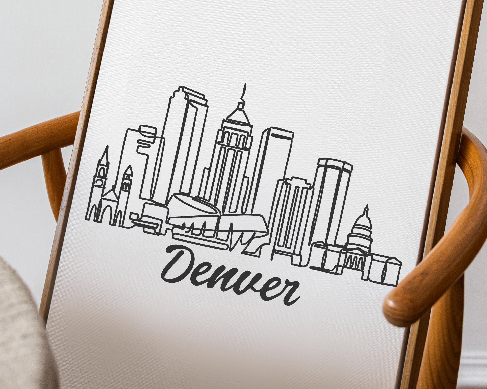 Denver Colorado Skyline PNG SVG Cut File, Mile High Minimalist Line Art ...