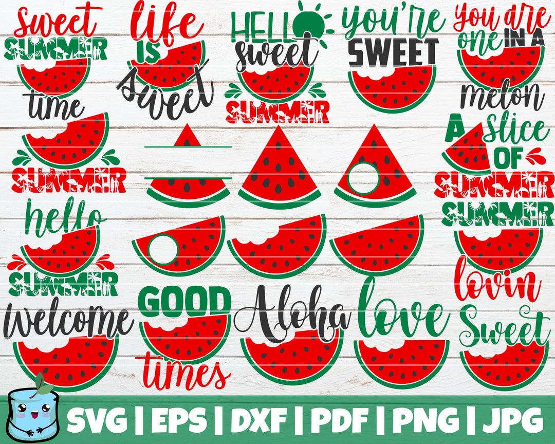 Watermelon SVG Bundle Summer SVG Cut Files Commercial Use Instant